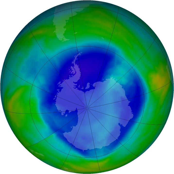 Antarctic ozone map for 31 August 2008